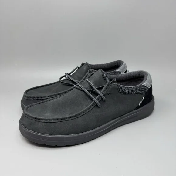 Hey Dude Paul Craft Leather Black Casual Comfort Men Shoes US Size 13 - Picture 3 of 9